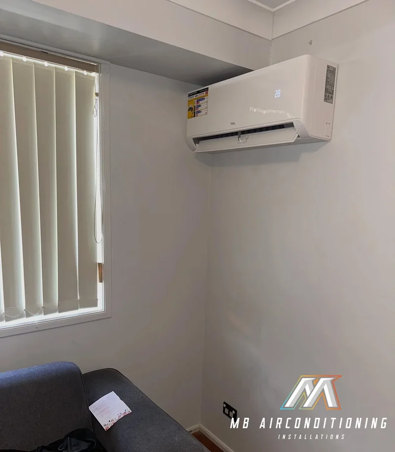 Split system head fitted above a lounge in a Western Sydney home