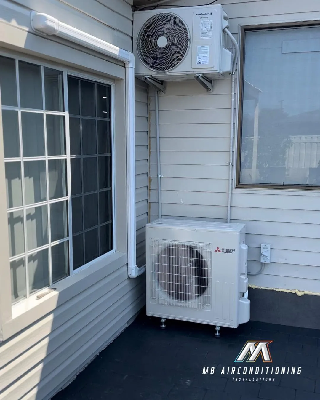 Outdoor condenser · weatherboard home by MB Air Conditioning in Western Sydney
