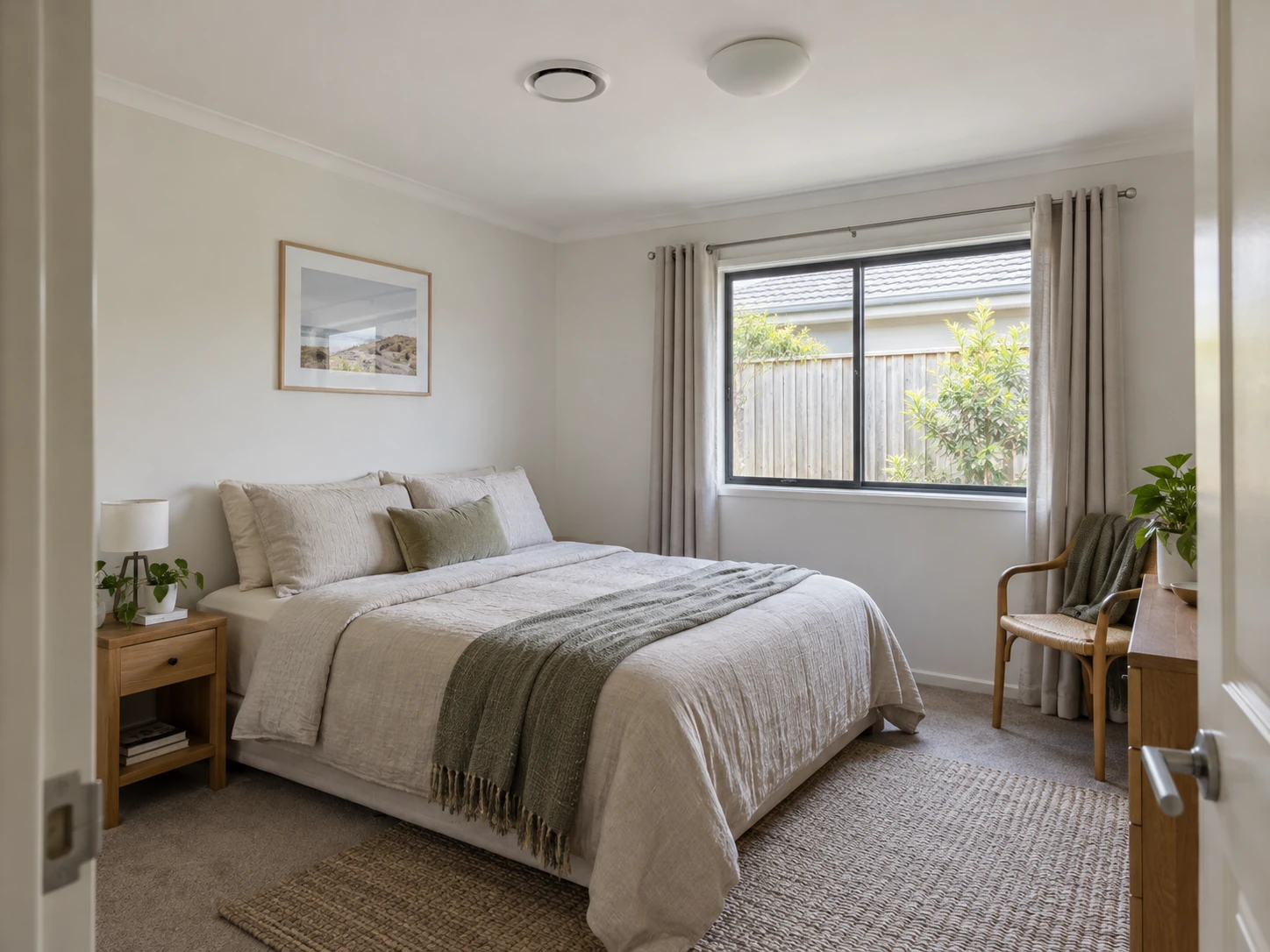 Ceiling air conditioning diffuser in a bedroom