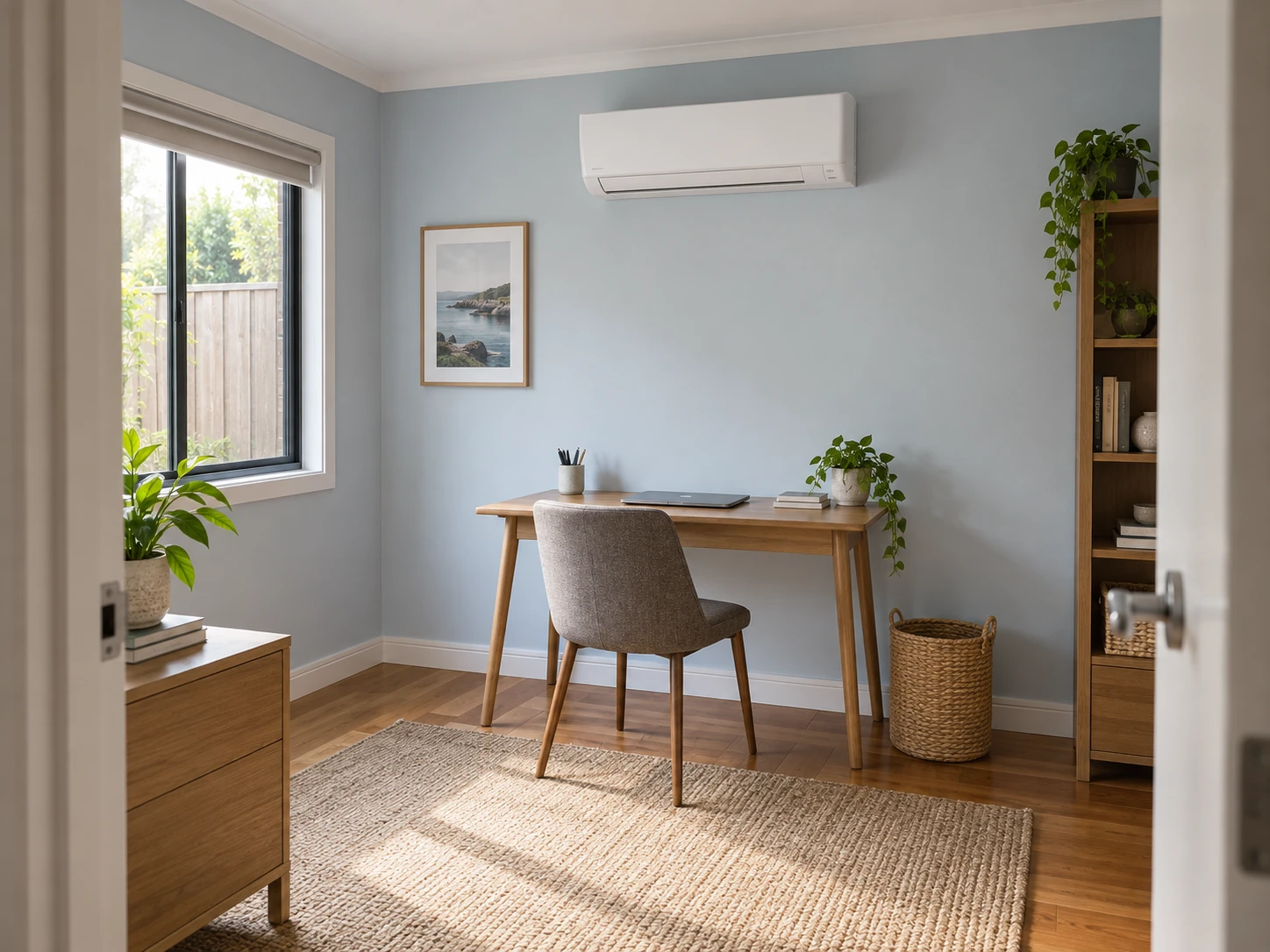 Wall split air conditioner in a home study